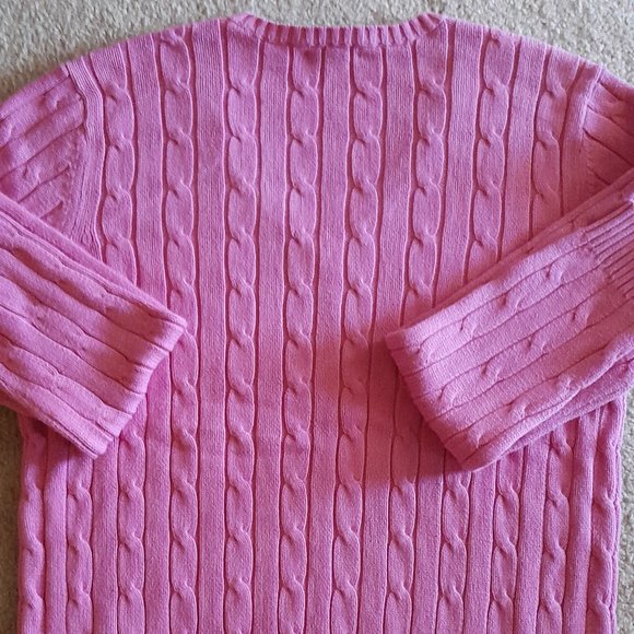 Vintage Chaps Pink Rose Cable Knit Sweater - Picture 4 of 4